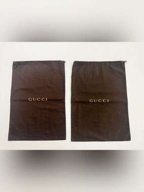 Lots of 2 Gucci Authentic Vintage Dust Bags Brown/Gold Logo and Drawstring 17x11